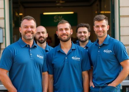 L’équipe Éclat Auto Clean devant le local à Marseille